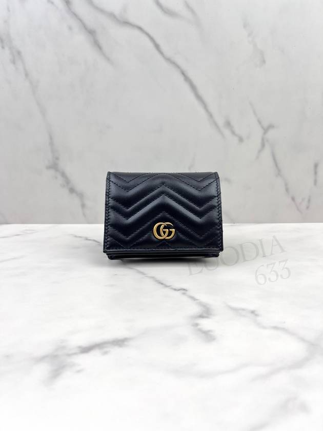 GG Marmont Matelasse Flap Card Wallet Black - GUCCI - BALAAN 3