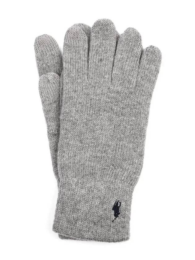 Logo Embroidered Gloves Gray - POLO RALPH LAUREN - BALAAN 1