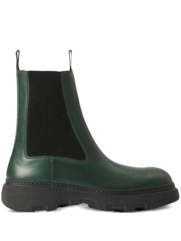 Creeper Leather Chelsea Boots Green - BURBERRY - BALAAN 1