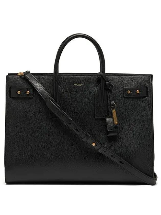 Sac De Jour Thin Large Grain Leather Tote Bag Black - SAINT LAURENT - BALAAN 2