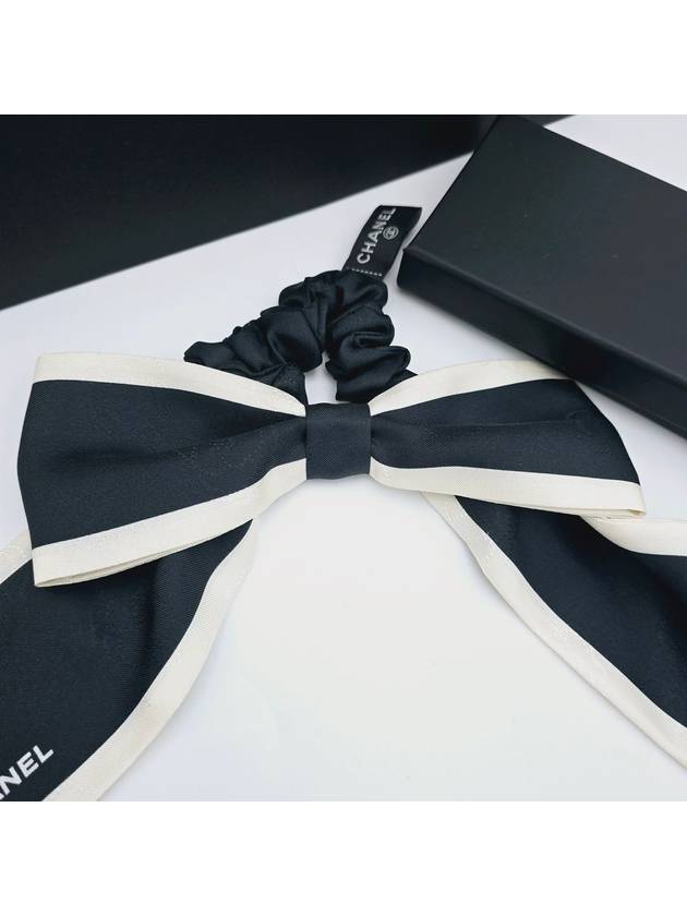 Hair Chouchou CC Logo Ribbon Band Black Ivory - CHANEL - BALAAN 7