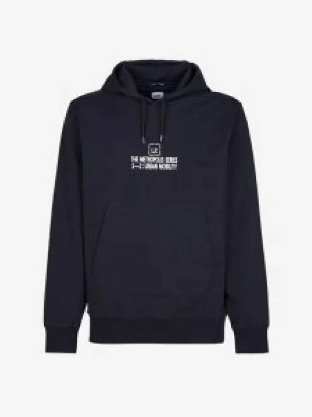 Metropolis Series Stretch Fleece Graphic Hoodie Navy - CP COMPANY - BALAAN 2