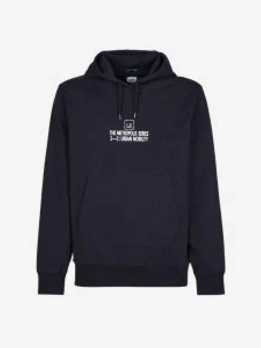 Metropolis Series Stretch Fleece Graphic Hoodie Navy - CP COMPANY - BALAAN 2