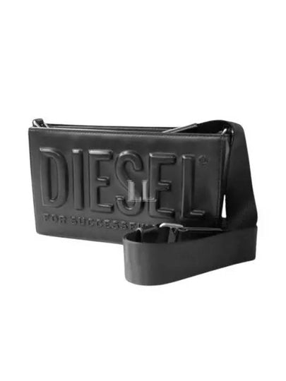 DSL 3D Embossed Logo Shoulder Bag Black - DIESEL - BALAAN 2