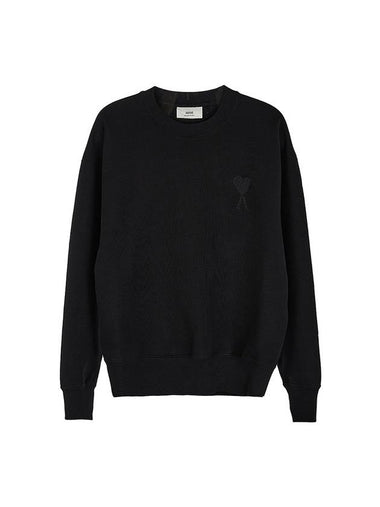 Tone On Tone Big Heart Logo Sweatshirt Black - AMI - BALAAN 1