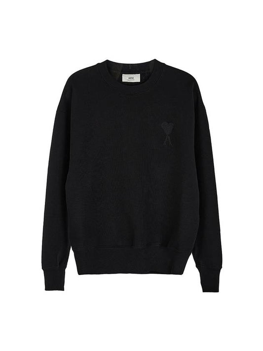 Tone On Tone Big Heart Logo Sweatshirt Black - AMI - BALAAN 1