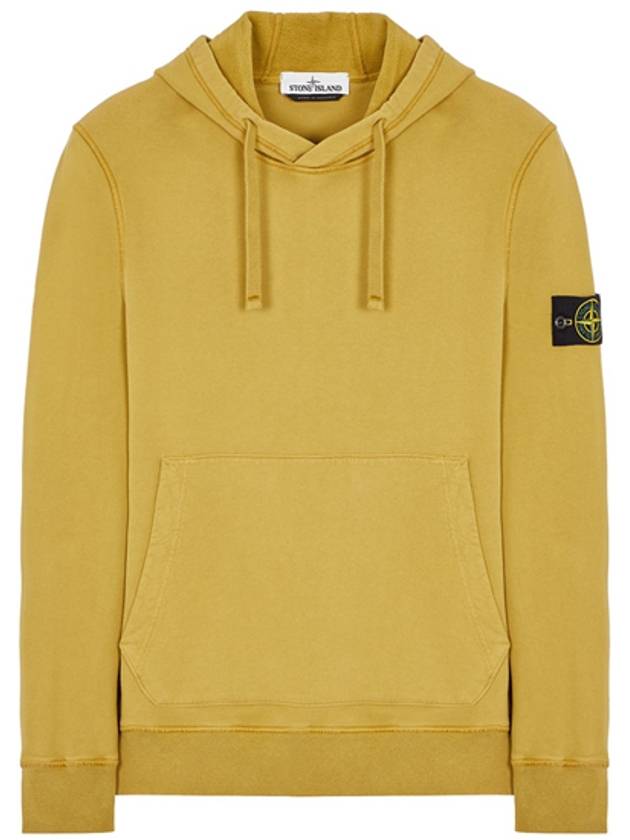 Wappen Patch Brushed Cotton Fleece Hoodie Dark Yellow - STONE ISLAND - BALAAN 2