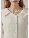 Dandelion open collar tweed blouse cream - MICANE - BALAAN 3