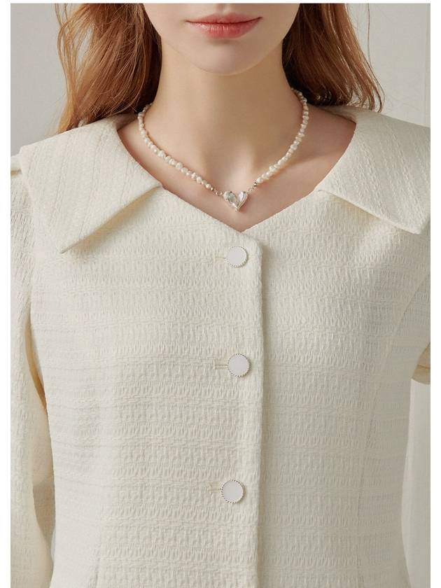 Dandelion open collar tweed blouse cream - MICANE - BALAAN 3
