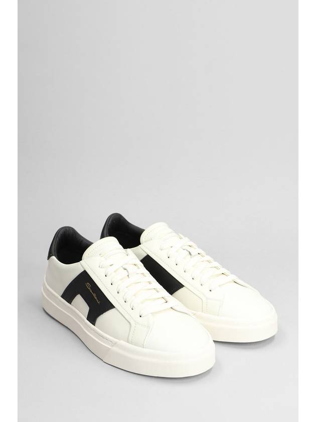 Double Buckle Leather Low-Top Sneakers White - SANTONI - BALAAN 3