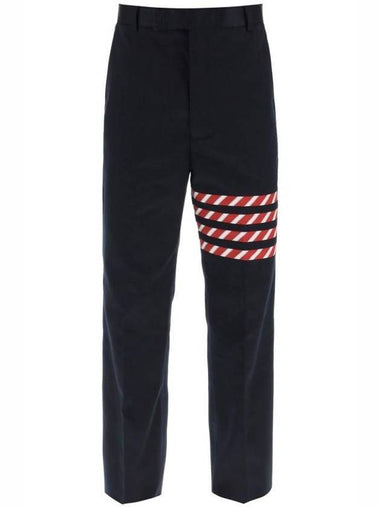 Men's 4 Bar Unconstructed Chino Straight Pants Midnight Blue - THOM BROWNE - BALAAN 1