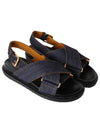 Fussbet Buckle Denim Sandals Navy - MARNI - BALAAN.