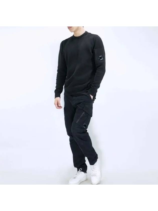 Chenille Cotton Plain Jumper Knit Top Black - CP COMPANY - BALAAN 3