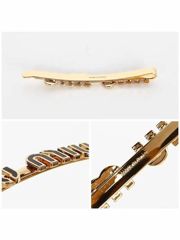 Enamel Metal Hair Clip Gold Black - MIU MIU - BALAAN 4