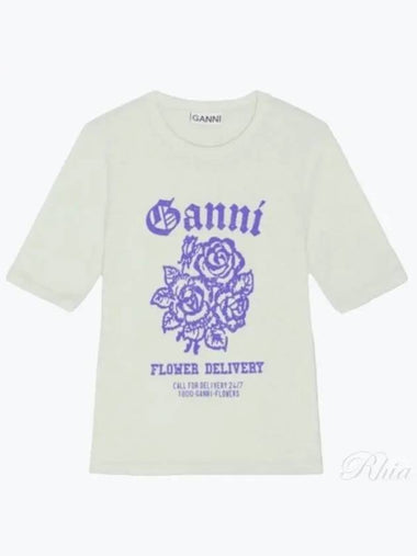 T3632 822 Flower Logo Print Women s Short Sleeve Tee - GANNI - BALAAN 1