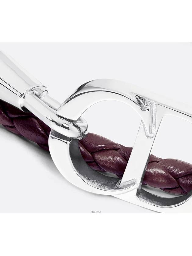 CD Icon Braided Leather Bracelet Burgundy - DIOR - BALAAN 4