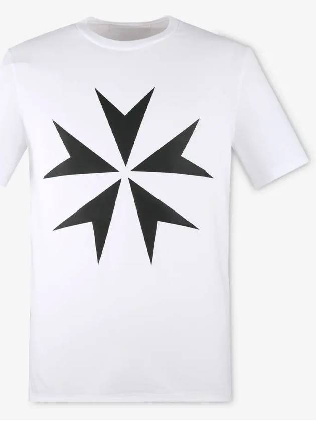 Men's Snow Print Short Sleeve T-Shirt White - NEIL BARRETT - BALAAN 3