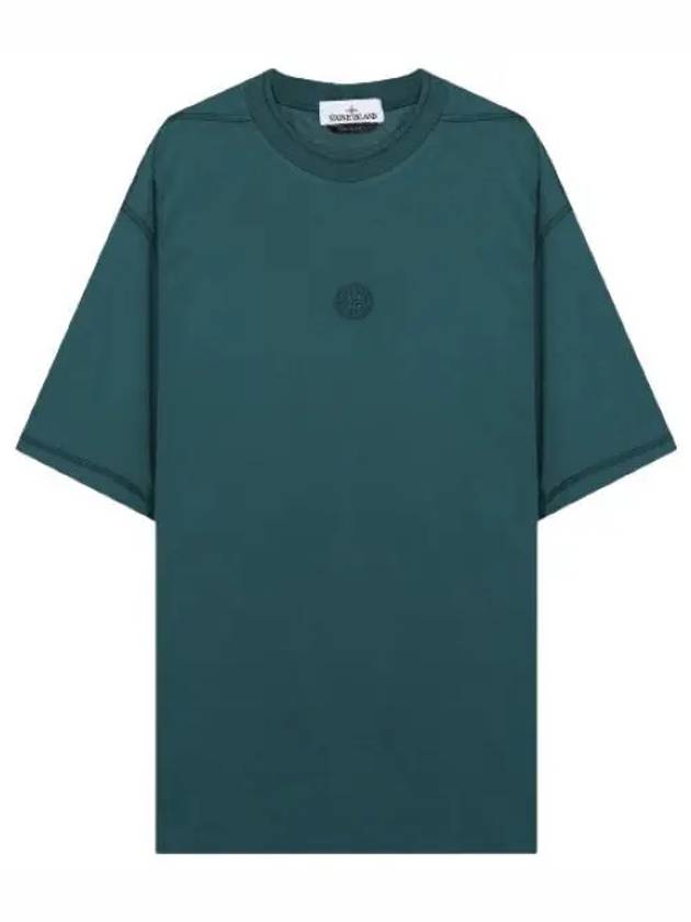 Fissato Effect Compass Embroidery Logo Short Sleeve T-shirt Bottle Green - STONE ISLAND - BALAAN 2