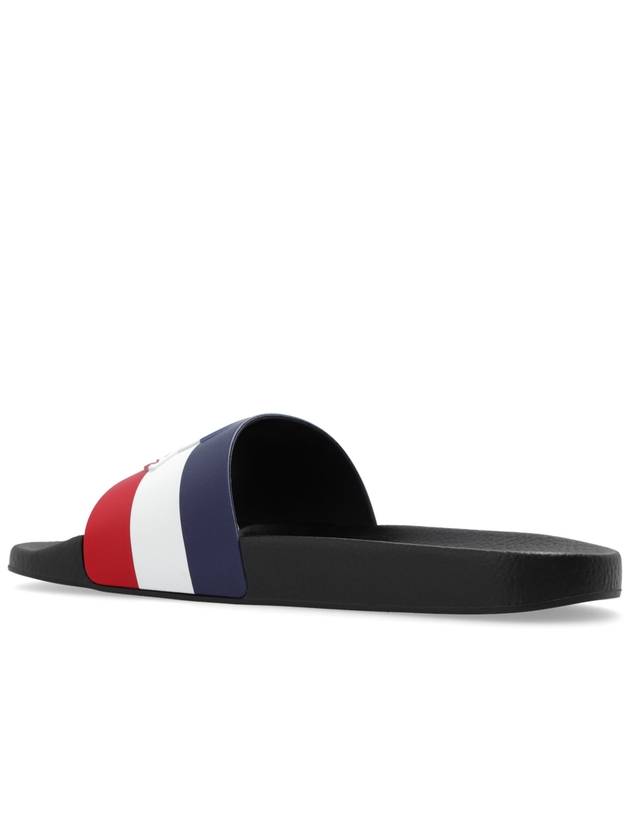 Basil Logo Striped Slippers Black - MONCLER - BALAAN 6