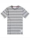 Men's Striped Midweight Jersey Short Sleeve T-Shirt Grey - THOM BROWNE - BALAAN 2