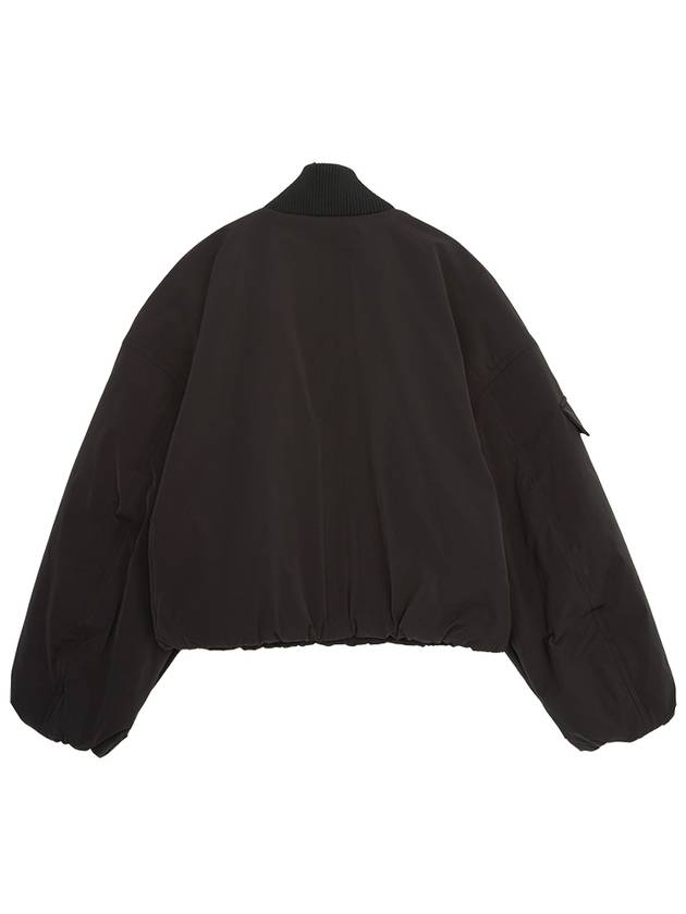 Drop Oversized Zipper Twill Bomber Jacket Black - GANNI - BALAAN 3