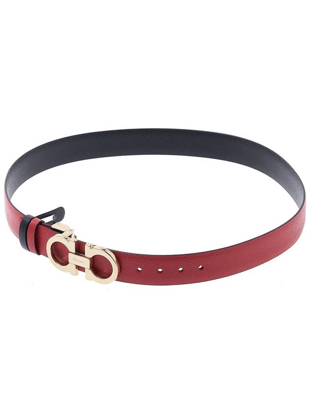 Reversible Gancini Leather Belt Black Lipstick Red - SALVATORE FERRAGAMO - BALAAN 6