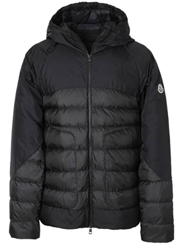 1A00071 596VN 999 GLOAS Logo Patch Down Hooded Jacket Black Men's Jacket TLS - MONCLER - BALAAN 1