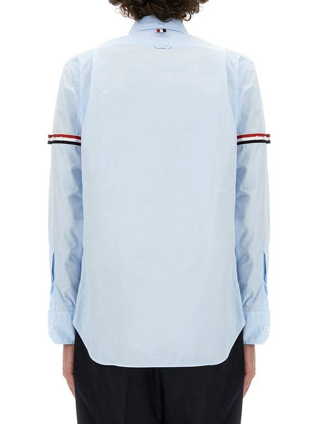 Men's Poplin Grosgrain Armband Classic Long Sleeve Shirt Blue - THOM BROWNE - BALAAN 4