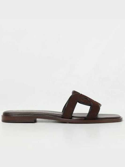 Women's Square Toe Suede Slide Slippers Brown - TOD'S - BALAAN 2