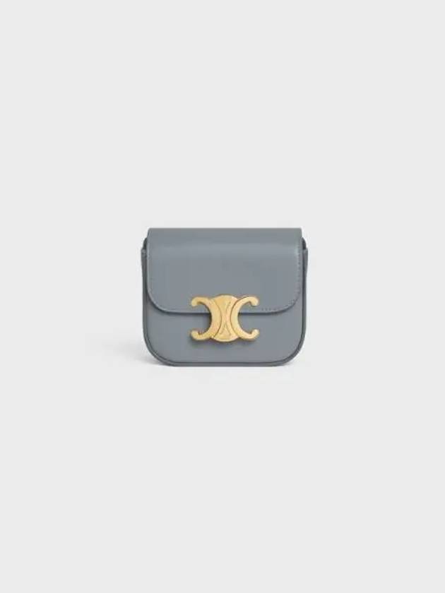 Triomphe Small Shiny Calfskin Cross Bag Blue Grey - CELINE - BALAAN 2