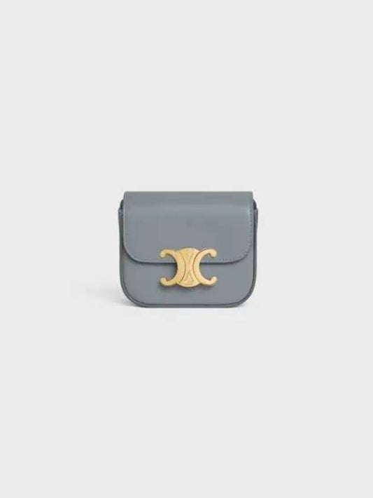 Triomphe Small Shiny Calfskin Cross Bag Blue Grey - CELINE - BALAAN 2