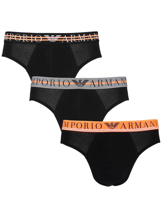 Logo Band 3 Pack Briefs Black - EMPORIO ARMANI - 2