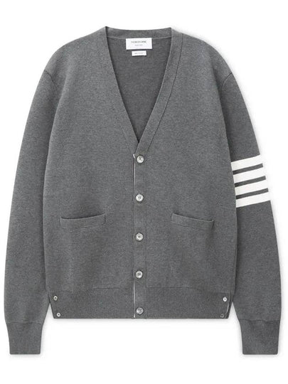 Milano Stitch 4-Bar Cardigan Medium Grey - THOM BROWNE - BALAAN 2