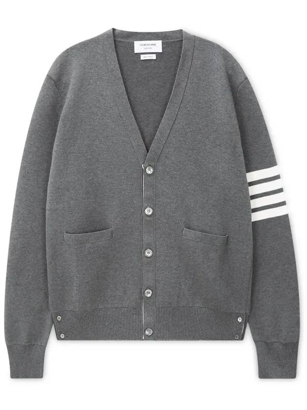 Milano Stitch 4-Bar Cardigan Medium Grey - THOM BROWNE - BALAAN 4