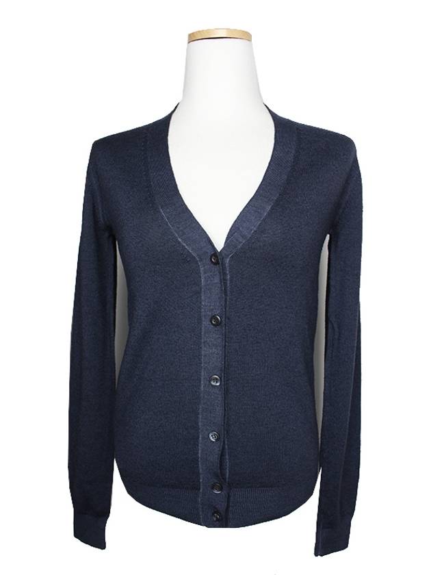 Navy blue pure wool knit cardigan 44 - PRADA - BALAAN 1