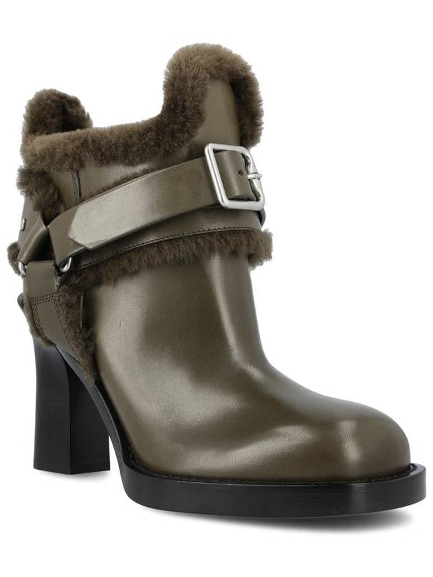 Shearling Cosy High Heel Stirrup Middle Boots Green - BURBERRY - BALAAN 3