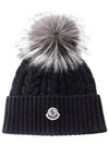 cable stitch beanie black - MONCLER - BALAAN.