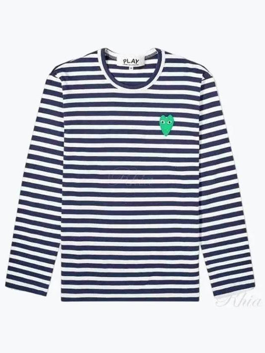 Men's Striped Logo Long Sleeve T-Shirt Blue - COMME DES GARCONS - BALAAN 2