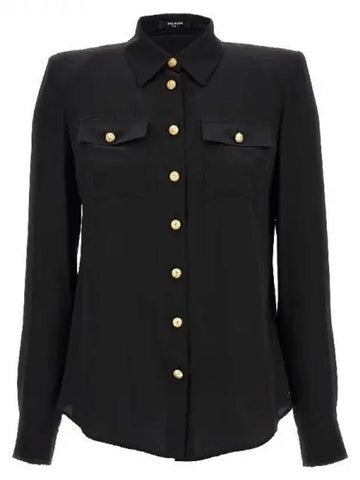 gold button silk shirt - BALMAIN - BALAAN 1