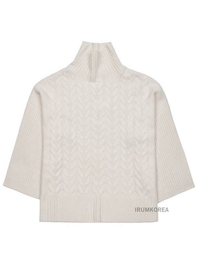 Women's Okra Cable Cashmere Turtleneck White - MAX MARA - BALAAN 2