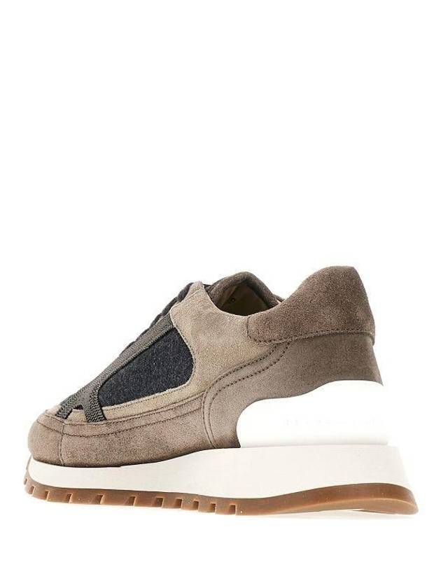 Suede And Virgin Wool Flannel Precious Contour Low Top Sneakers Dark Grey - BRUNELLO CUCINELLI - BALAAN 3