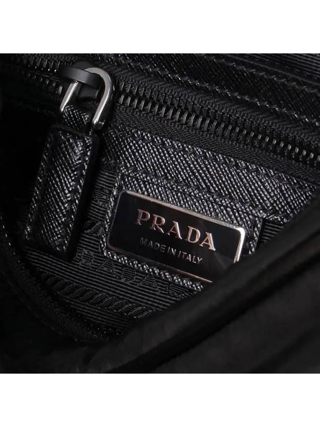 Re-Nylon Saffiano Leather Triangle Logo Cross Bag Black - PRADA - BALAAN 11