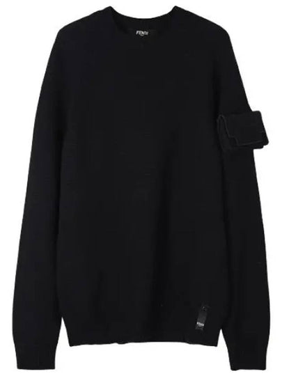 Men's Baguette Sleeve Wool Knit Top Black - FENDI - BALAAN 2