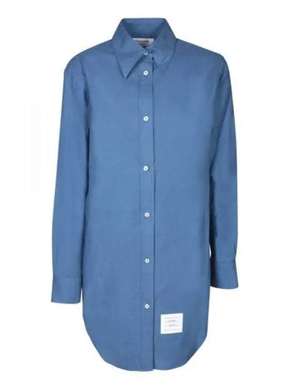 Women's Button Down Shirt Short Dress Blue - THOM BROWNE - BALAAN 2