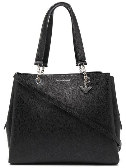 Logo Leather Tote Bag Black - EMPORIO ARMANI - BALAAN 2