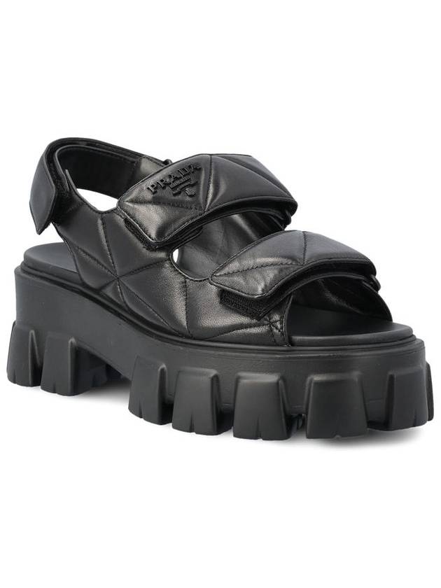 Logo Monolith Sandals Black - PRADA - BALAAN 3