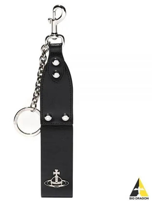 Stud Chain Leather Key Holder Black - VIVIENNE WESTWOOD - BALAAN 2