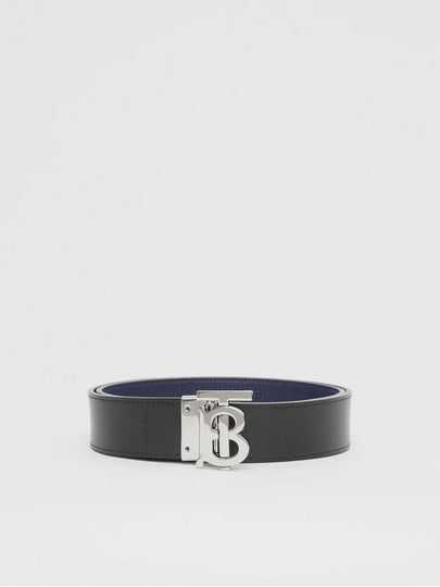 Reversible Monogram Leather Belt Navy - BURBERRY - BALAAN 2