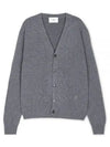 Heart Logo V Neck Cashmere Cardigan Heather Grey - AMI - BALAAN 2