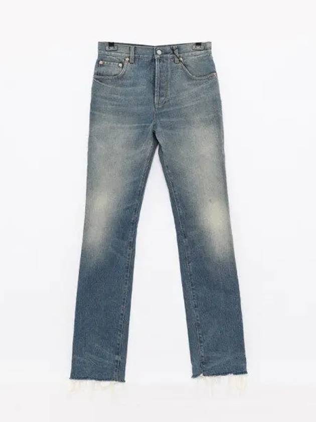 Logo Patch Straight Leg Denim Jeans Blue - GUCCI - BALAAN 2